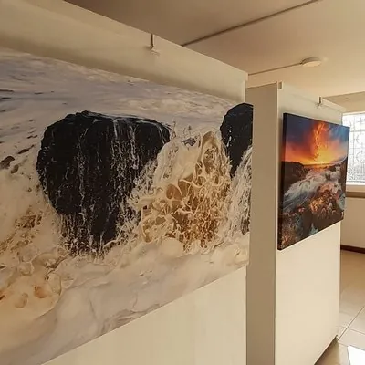Large photos on canvas displayed during Photo exhibition