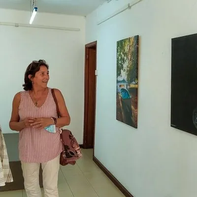 Visitors at Photo exhibition at Lakaz Flanbwayan Art Gallery 