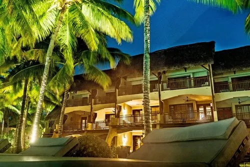 Constance Hotel front view at Night from deckchairs