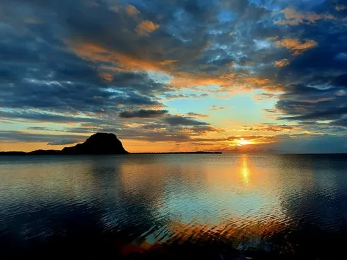 La Gaulette Sunset with Le Morne Brabant in the background