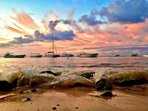 Flaming sky view from Casuarina hotel at Trou aux Biches