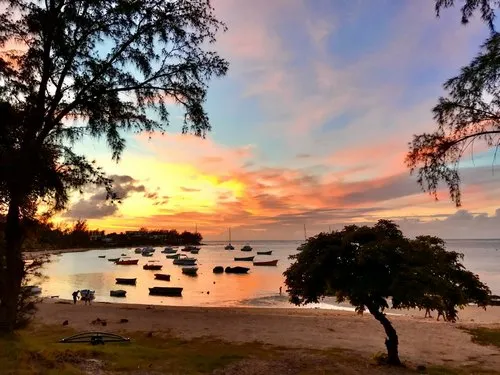 Dramatic sky during sunset in Mauritius