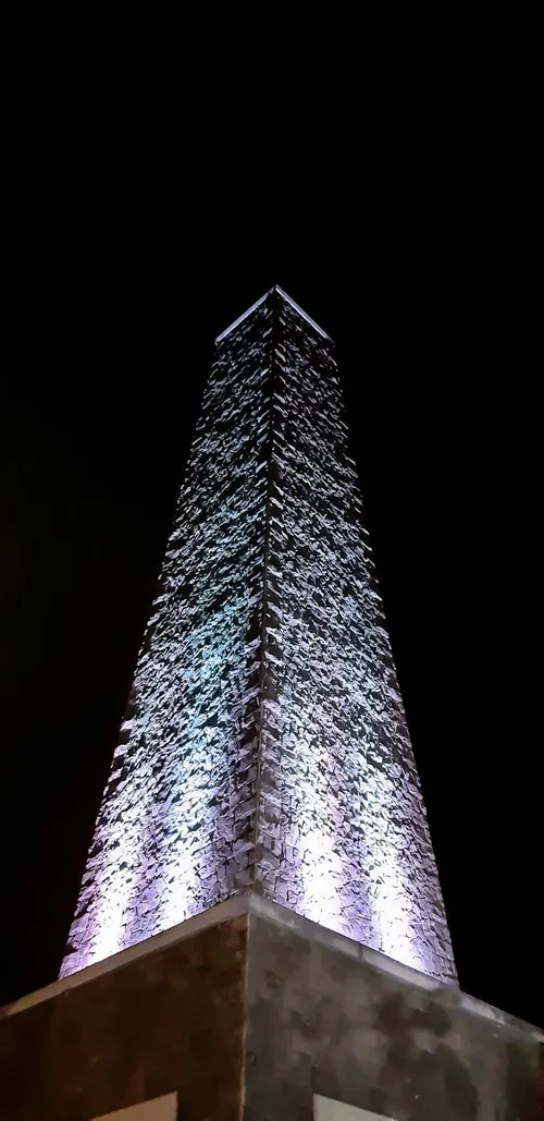 Bagatelle Mall Chimney lighting up at night