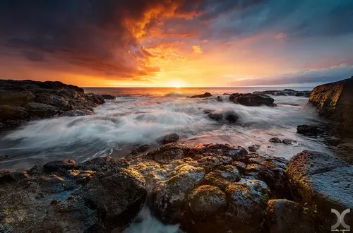 Cinematic view of scenic Albion rocky beach