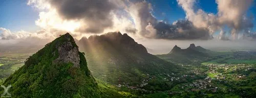 Panorama of Les Deux Mamelles mountains in Mauritius