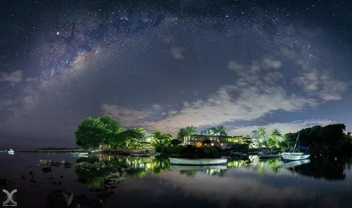 Milky way above the sea at Poudre d'Or village Mauritius