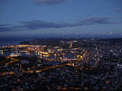 Bird's Eye view of the capital of Port-Louis by night