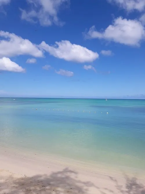 Calm sea of Mont Choisy on a beautiful day