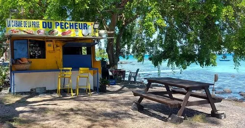 Mauritian colorful beach food stall at Trou aux Biches