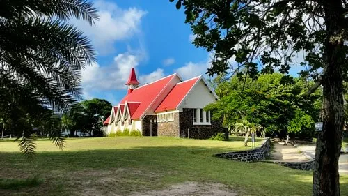Cap Malheureux Red roof Church near the beach