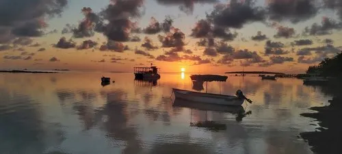 Sunrise at Mahebourg waterfront during calm sea