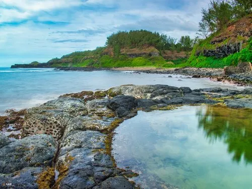 Circular natural pool near Gris Gris in the south of Mauritius