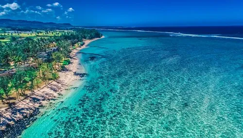 Aerial Photography of Bel Ombre turquoise lagoon