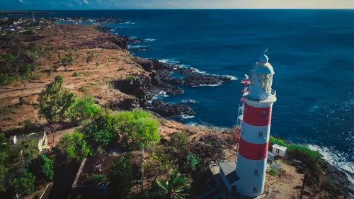 Albion (Pointe aux Caves) lighthouse aerial view