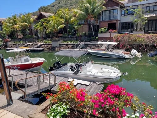 Pleasure crafts at La Balise Marina in Riviere Noire