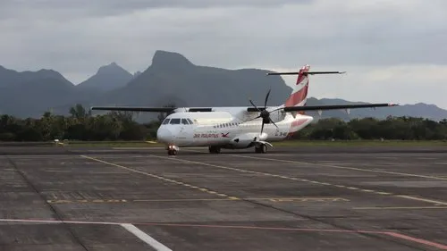 Air Mauritius ATR 72-500 airplane on tarmac at SSR Airport