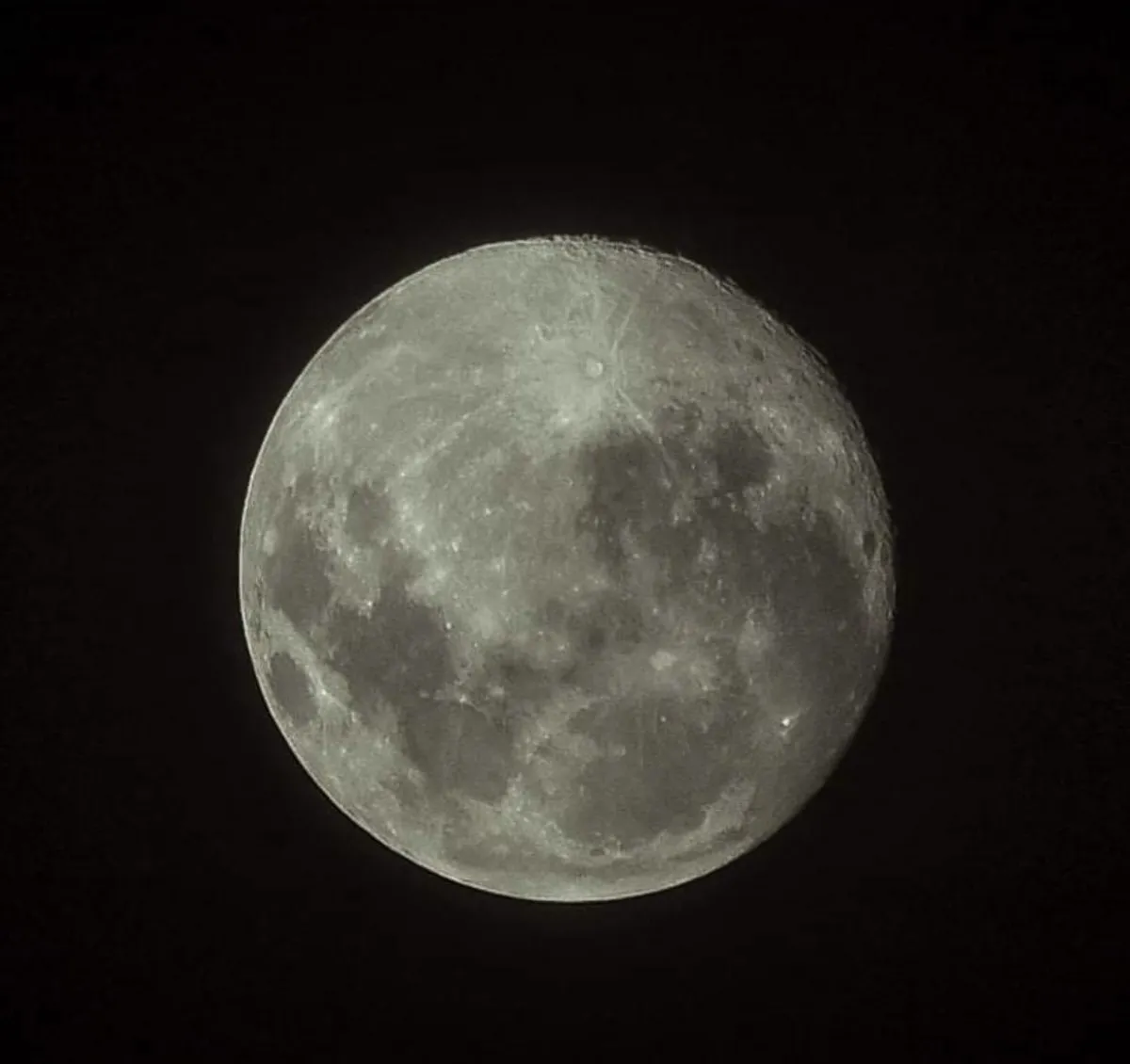 Close-up photo of the Moon's detailed craters above Mauritius night sky