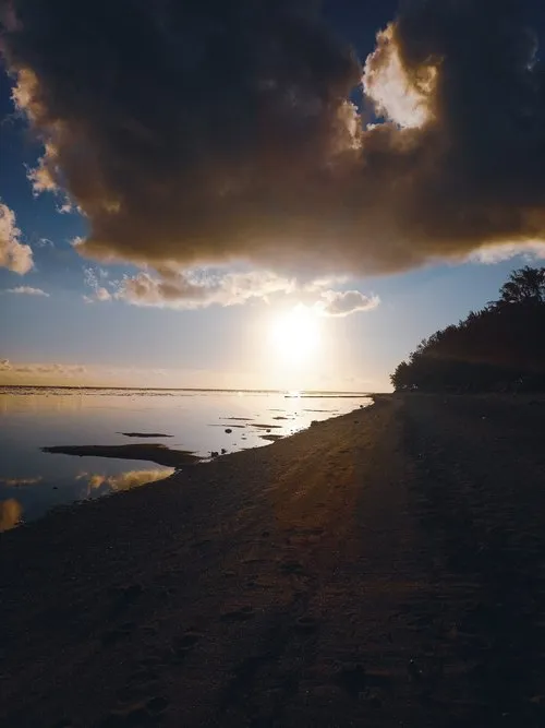 Beach of Riambel under heavy clouds