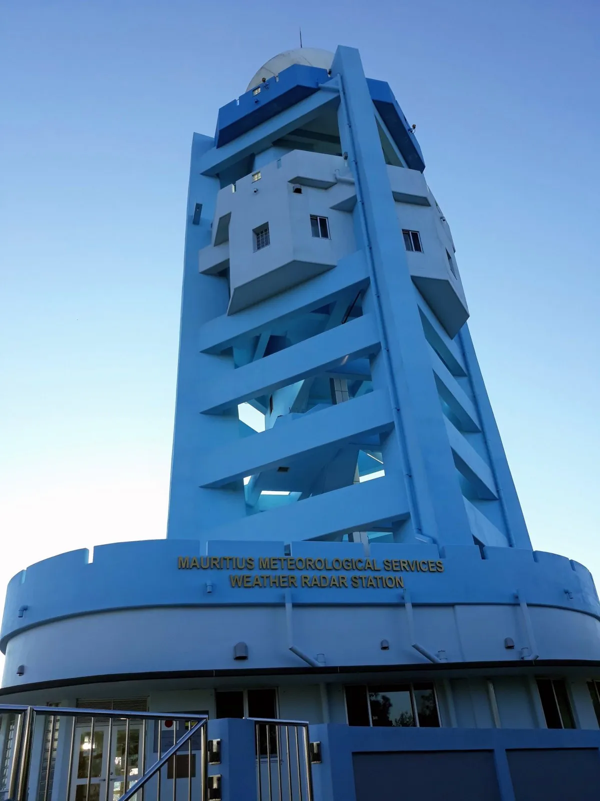 Meteorological Services Centre building near Trou Aux Cerfs in Curepipe, Mauritius under a clear sky