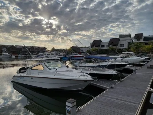 Boats quay at la Balise Marina in Black River
