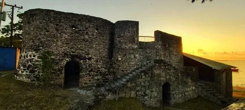 Old stone fort building at Trou Deau Douce