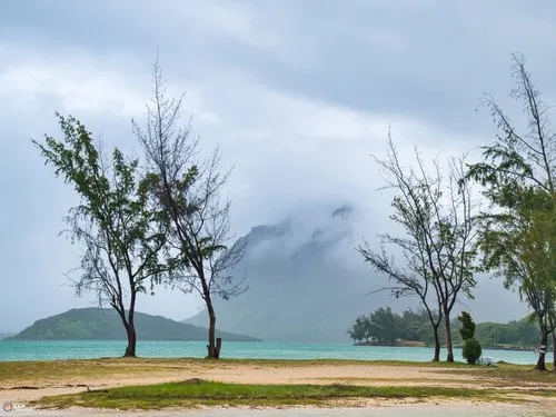 Le Morne mountain surrounded by clouds
