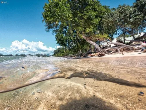 View of below and above water at Albion beach