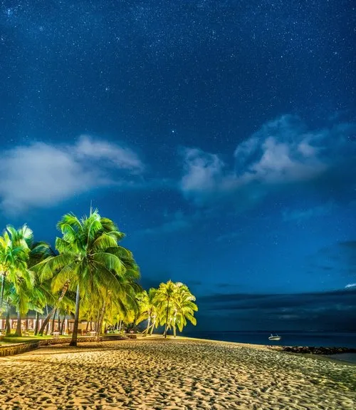 Mauritius night sky on hotel beach portrait photography