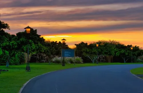 Golden sunset within Tamarina estate