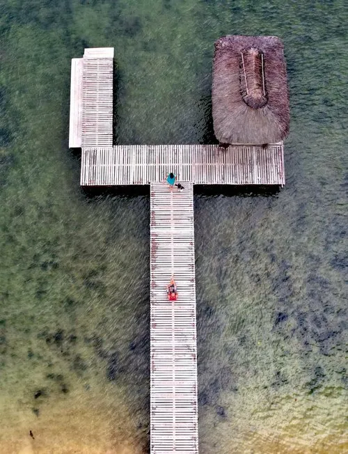 Aerial view of jetty at Wolmar beach