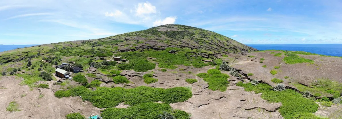 Aerial panoramic view of Round Island showcasing nature and wildlife in Mauritius