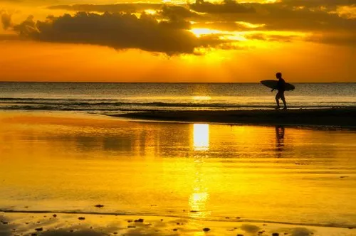 Silhouette of Surfer at Tamarin beach