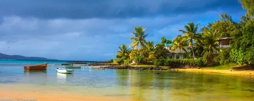 Panorama of Bain Boeuf beach in Mauritius