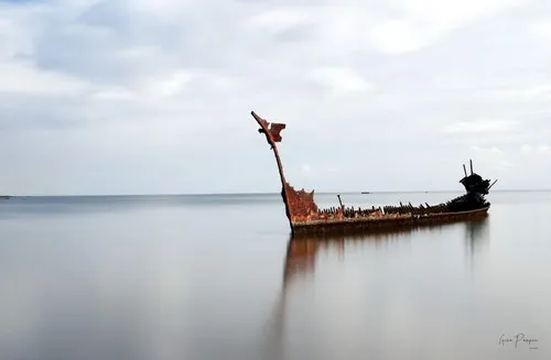 Wreck of the Tayeb near beach of Sable Noir