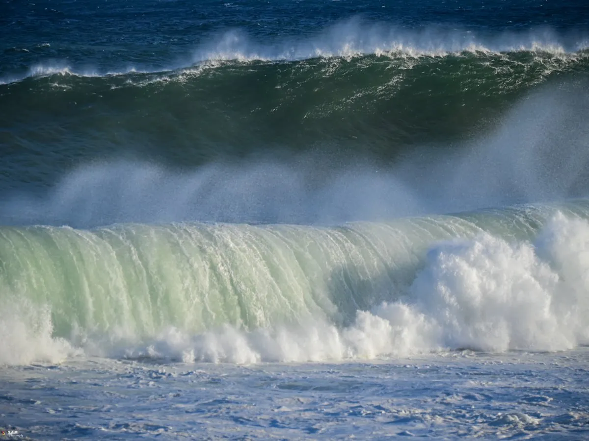 Rough sea waves crashing against cliffs at Gris Gris on the south coast of Mauritius
