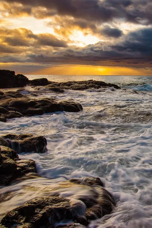 Rocky shores of Albion with dramatic sky