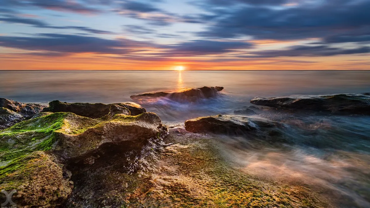 Sunset over Pointe aux Piments beach with fine-art seascape in Mauritius by Daniel Cheong