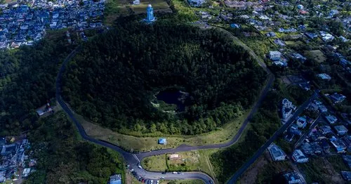 Aerial view of volcano in Mauritius