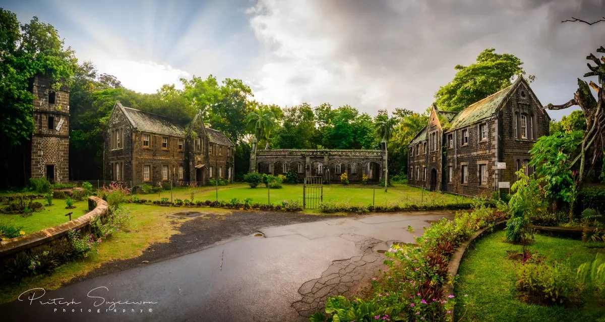 Historic 1864 Victorian building at Powder Mills area in Mauritius with old architecture