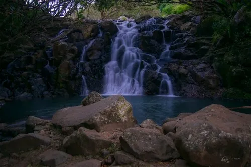 Vacoas waterfall at vallée des couleurs nature park