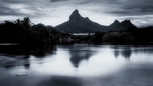 Piton de la Petite Rivière Noire from Tamarin Lagoon