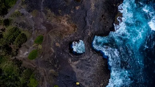 Aerial View of Pont Naturel and Its Volcanic Rock Arch