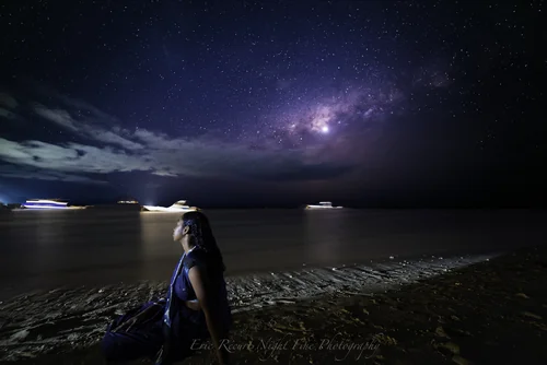 Venus Over La Preneuse Beach at Night