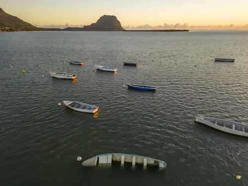 Aerial View of Le Morne Brabant from Case Noyale