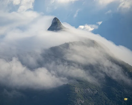 Le Pouce Mountain Wrapped in Clouds