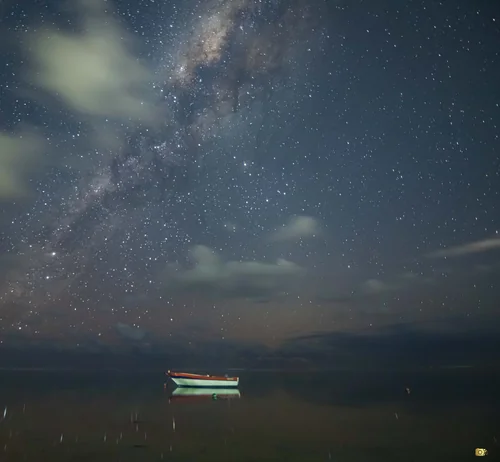 Milky Way Above a Pirogue at La Prairie Beach