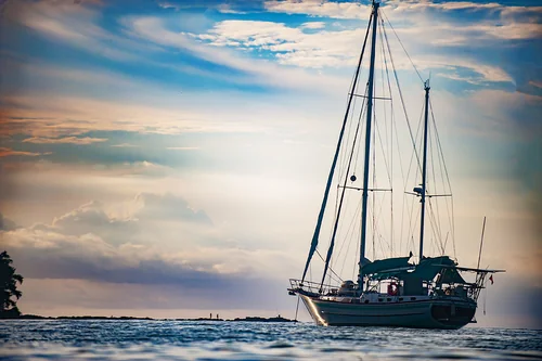 Anchored Sailboat at La Cuvette Beach in Grand Baie