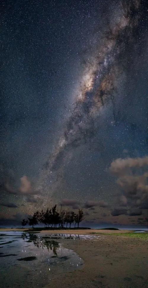 Landscape photo of Milky Way on Mauritius island Beach