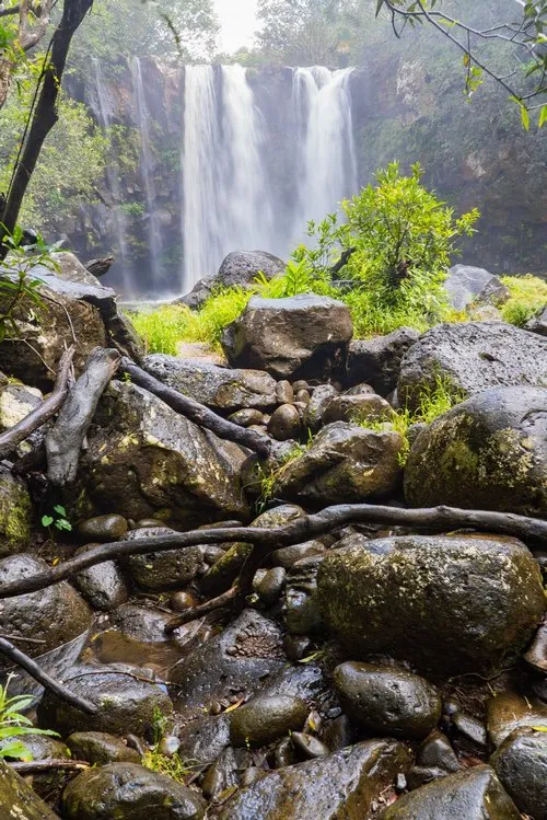 Portrait image of Leon Cascade waterfall in Mauritius