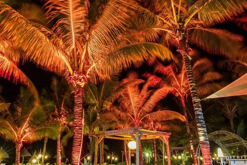 Night photography of Illuminated at Heritage C beach club